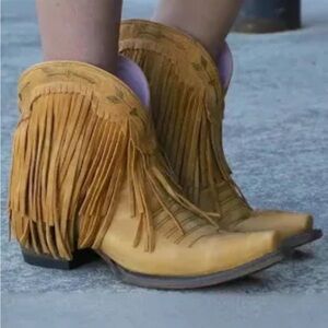 Junk Gypsy heeled boots, dark yellow, size 8